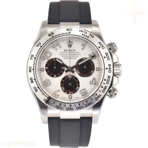 Daytona 116519 White Dial in White Gold on Rubber Strap