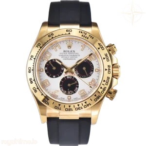 Daytona 116519 White Dial in Yellow Gold on Rubber Strap
