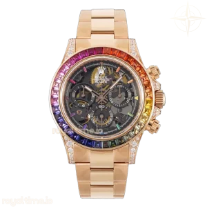 Blaken Daytona Skeleton Dial with Rainbow Diamond Bezel in Rose Gold