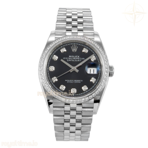 DateJust 126284 Diamond Bezel 904L SS V2 VSF Black Dial Diamond Marker On Jubilee Bracelet DD3235