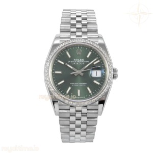 DateJust 126284 Diamond Bezel 904L SS V2 VSF Green Dial Stick Marker On Jubilee Bracelet DD3235