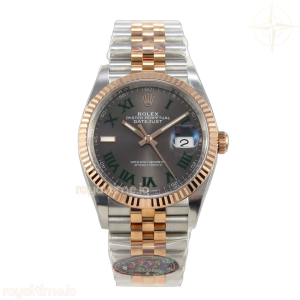 DateJust 36 126231 SS/RG VF Gray Dial Green Roman on Jubilee Bracelet DD3235