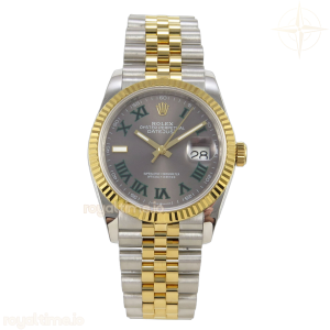 DateJust 36 126233 QF Gray Dial Green Roman on Jubilee Bracelet QF3235