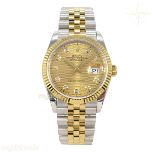 DateJust 36 126233 QF YG Textured DIamonds Dial on Jubilee Bracelet QF3235