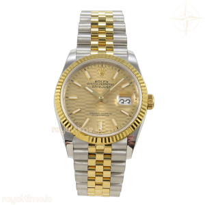 DateJust 36 126233 QF YG Textured Stick Dial on Jubilee Bracelet QF3235