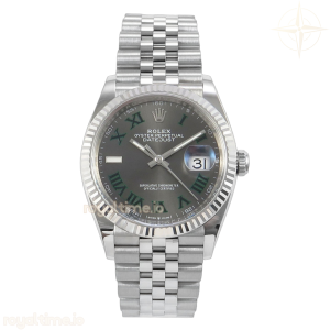 DateJust 36 126234 904L SS VF Gray Dial Green Roman on Jubilee Bracelet DD3235