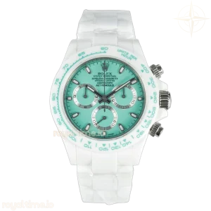 Daytona AET White Solid Ceramic Case and Bracelet Avocado Green Dial N6F DD4801