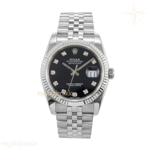 DateJust 36 SS 116234 GMF Black Diamonds Dial on Jubilee Bracelet VR3135
