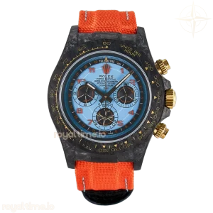 Daytona DIW “AVIA AZURE BLUE” Carbon DIWF Blue Dial on Orange Nylon Strap SH4130