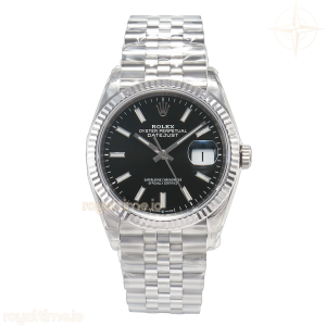 DateJust 36 SS 116234 VSF 904L Steel Black Stick Dial on Jubilee Bracelet VS3135