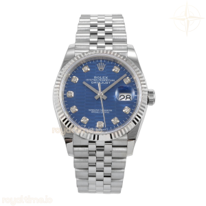DateJust 36 SS 126234 ARF Blue Textured Diamonds Dial on Jubilee Bracelet DD3235