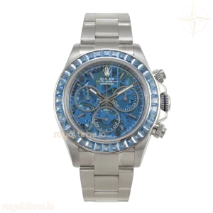 Daytona Ref. 116520 ADGF 904L Steel Skeleton Blue Dial Diamonds Bezel on SS Bracelet DD4801