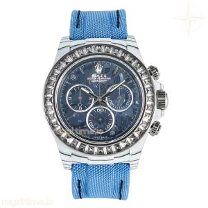 Daytona ZIF REMOULD White Carbon GETF Blue Skeleton Dial Diamonds Bezel on Blue Nylon Strap DD4802