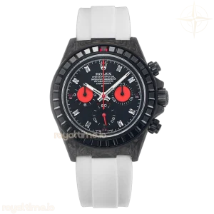 DIW Daytona Rainbow Black Carbon with White Rubber Strap