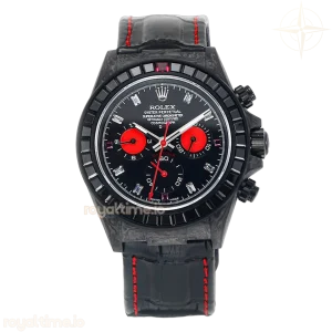 DIW Daytona Rainbow Black Carbon with Leather Rubber Strap