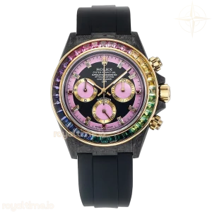 DIW Daytona Rainbow Pink Carbon in Black Rubber Strap