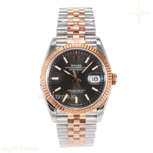 DateJust 36 SS/RG 126231 VSF 904L Steel Gray Textured Stick Dial on Jubilee Bracelet VS3235