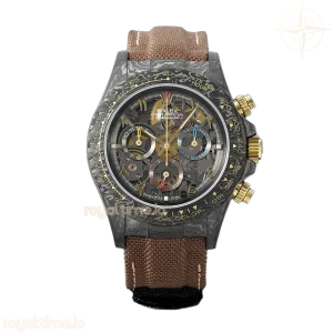 DIW Daytona Skeleton Dial in Carbon on Brown Nylon Strap