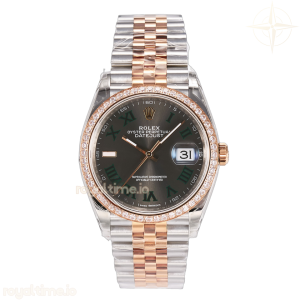 DateJust 36 SS/RG 126281rbr VSF 904L Steel Gray Dial Green Roman Marker on Jubilee Bracelet VS3235