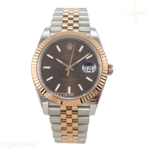 DateJust 41 126231 BJF Brown Stick Dial on SS/RG Jubilee Bracelet A3235