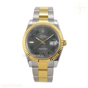 DateJust 41 126233 BJF Gray Dial Green Roman Marker on SS/YG Oyster Bracelet A3235