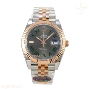 DateJust 41 126331 904L SS/RG VF Gray Dial Green Roman on Jubilee Bracelet DD3235