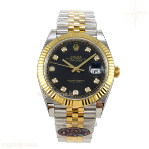 DateJust 41 126333 904L SS/YG VF Black Diamonds Dial on Jubilee Bracelet DD3235