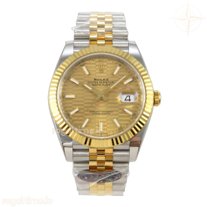 DateJust 41 126333 904L SS/YG VF YG Textured Stick Dial on Jubilee Bracelet DD3235