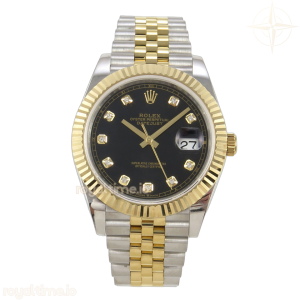 DateJust 41 126333 QF 904L Steel Black Diamonds Dial on SS/YG Jubilee Bracelet QF3235 (145g)