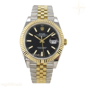 DateJust 41 126333 QF 904L Steel Black Stick Dial on SS/YG Jubilee Bracelet QF3235 (145g)