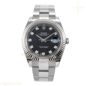 DateJust 41 126334 904L SS SCF Black Diamonds Dial on Oyster Bracelet VR3235