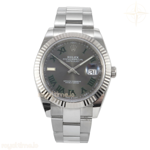 DateJust 41 126334 904L SS SCF Gray Dial Green Roman on Oyster Bracelet VR3235