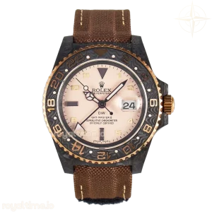 GMT Carbon DIWF Yellow Roman Dial on Brown Nylon Strap SA3285 CHS V2