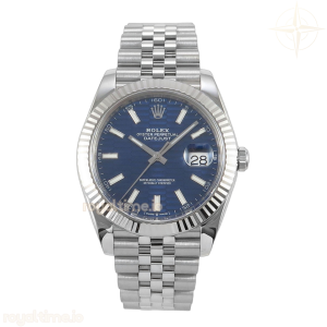 DateJust 41 126334 904L SS VF Blue Textured Stick Dial on Oyster Bracelet DD3235