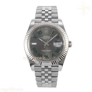 DateJust 41 126334 904L SS VF Gray Dial Green Roman on Jubilee Bracelet DD3235