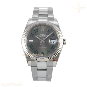 DateJust 41 126334 904L SS VF Gray Dial Green Roman on Oyster Bracelet DD3235