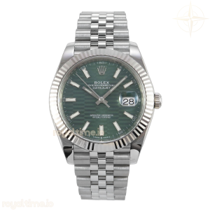 DateJust 41 126334 904L SS VF Green Textured Stick Dial on Jubilee Bracelet DD3235
