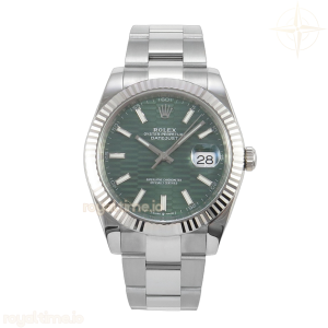 DateJust 41 126334 904L SS VF Green Textured Stick Dial on Oyster Bracelet DD3235