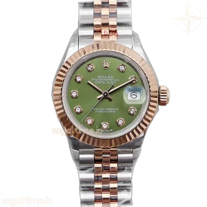 Ladies Datejust 279171 Olive Green Dial with Diamond Markers in Rose Gold/Steel
