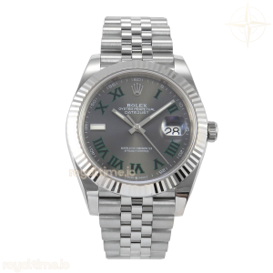 DateJust 41 126334 ERF Gray Dial Green Roman on Jubilee Bracelet JH3235 (Free Sprung) Weighted 132g