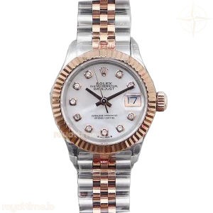Ladies Datejust 279171 White MOP Dial with Diamond Markers in Rose Gold/Steel