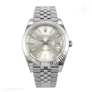 DateJust 41 126334 GOLD Maker Silver Textured Stick Dial on Jubilee Bracelet JH3235 (Free Sprung) Weighted 133g