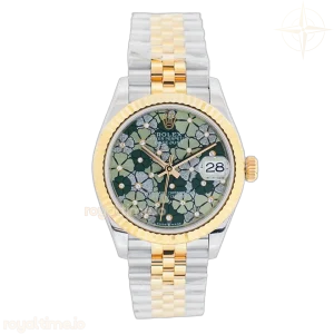 Datejust 31 278273 Olive Green Floral Motiff Dial in Yellow Gold/Steel