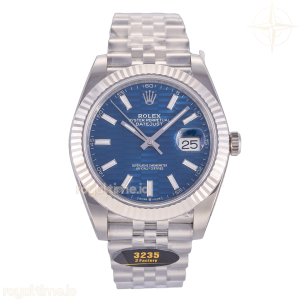DateJust 41 126334 JF Blue Texuted Stick Dial on Jubilee Bracelet JH3235 (Free Sprung) Weighted