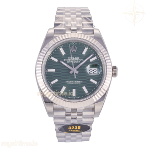 DateJust 41 126334 JF Green Texuted Stick Dial on Jubilee Bracelet JH3235 (Free Sprung) Weighted