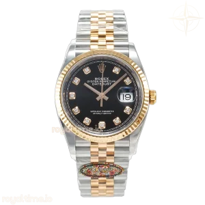 DateJust 36 126231 Clean 904L Steel Black Diamonds Dial on SS/RG Jubilee Bracelet VR3235