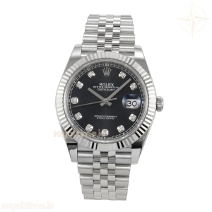 DateJust 41 126334 SCF 904L Steel Black Diamonds Dial on Jubilee Bracelet A3235