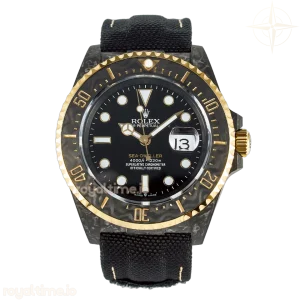 Sea Dweller 43mm Carbon DIWF Black Dial YG Bezel on Black Nylon Strap A2824