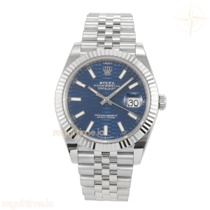 DateJust 41 126334 SCF 904L Steel Blue Textured Stick Dial on Jubilee Bracelet A3235