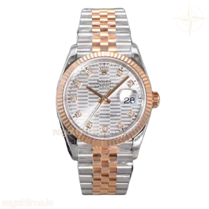 Datejust 36 126231 Silver Motif Dial with Stick Marker in Steel/Rose Gold in Jubilee